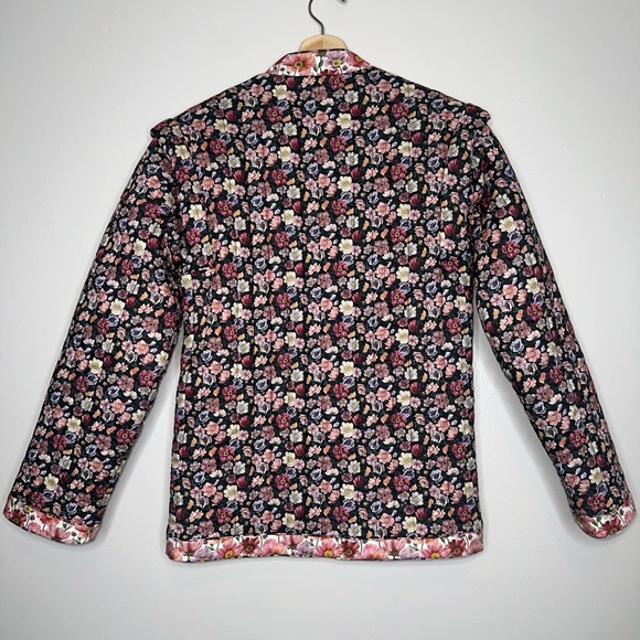 Sea New York Leslie Quilted Jacket Floral Pink Black Size Small Vintage Style - Picture 12 of 12